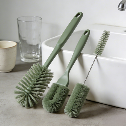 🧼 3-in-1 Bottle Cleaning Brush Set, 4 Pastel Color Kits