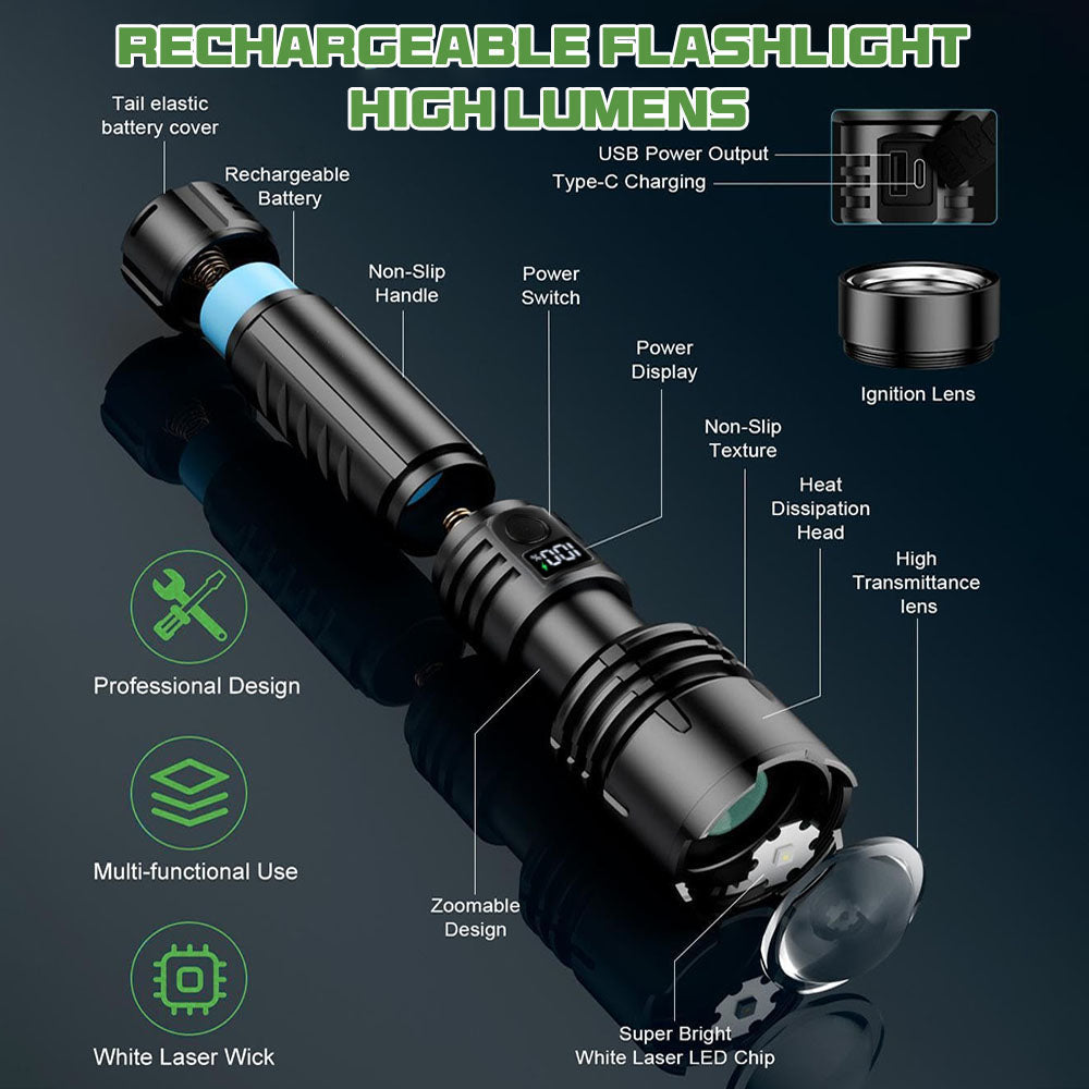 🎁 2026 Billhol® Super Bright Ultimate Tactical Survival Flashlight · 2M+ SOLD · 80X Brightness ·120H RUN TIME · Military COB LED Tech