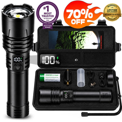🎁 2026 Billhol® Super Bright Ultimate Tactical Survival Flashlight · 2M+ SOLD · 80X Brightness ·120H RUN TIME · Military COB LED Tech