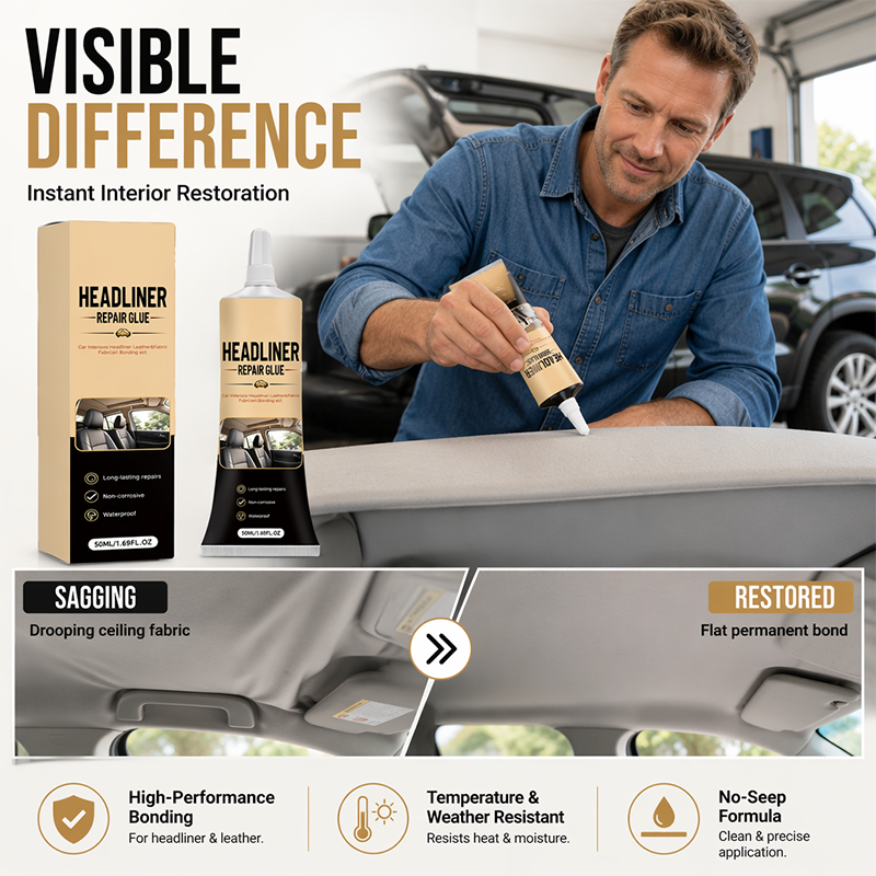 🎉49K+ Sold 🚗 BVJ®  Waterproof Car Headliner Repair Glue, High Strength Adhesive for Sagging Car Ceiling & Interior