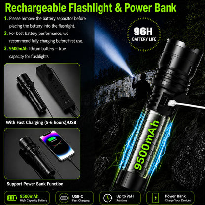 🎁 2026 Billhol® Super Bright Ultimate Tactical Survival Flashlight · 2M+ SOLD · 80X Brightness ·120H RUN TIME · Military COB LED Tech